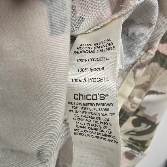 Chicos Floral Button Up Blouse Top Long Sleeve Super Soft Lyocell Sz Medium EUC - Picture 4 of 8